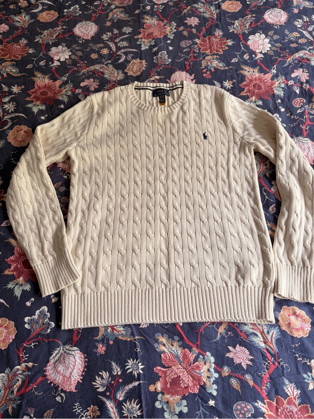 Polo by Ralph Lauren Cream Cable Knit Crewneck Sweater